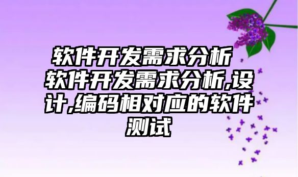 軟件開發(fā)需求分析 軟件開發(fā)需求分析,設(shè)計,編碼相對應(yīng)的軟件測試