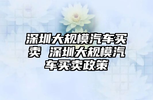 深圳大規(guī)模汽車買賣 深圳大規(guī)模汽車買賣政策