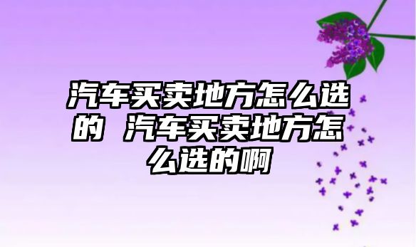 汽車買賣地方怎么選的 汽車買賣地方怎么選的啊