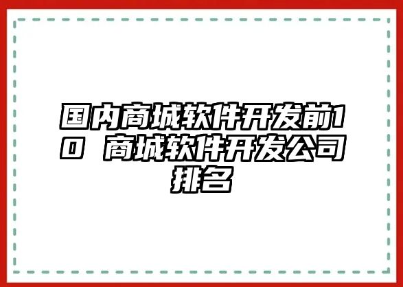 國內(nèi)商城軟件開發(fā)前10 商城軟件開發(fā)公司排名