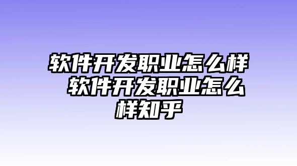 軟件開發(fā)職業(yè)怎么樣 軟件開發(fā)職業(yè)怎么樣知乎