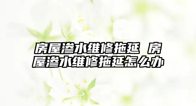 房屋滲水維修拖延 房屋滲水維修拖延怎么辦